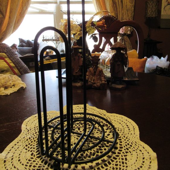 ▪️🖤▪️Fabulous Art Deco Style Onyx Black Powder Coated Enamel Paper Towel Holder - Picture 3 of 12
